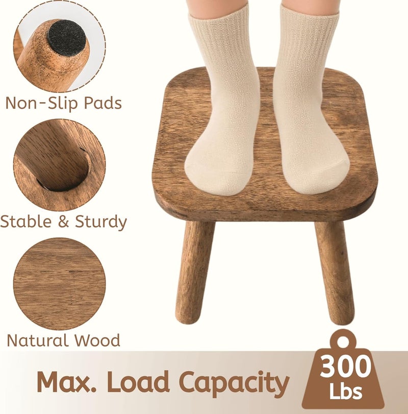 Youeon 9 Inch Small Wooden Step Stool, Non-Slip One Step Stool for Adults, Holds up to 300 Lbs, Portable & Sturdy, Footstool for Bedroom, Bathroom, Kitchen, Easy to Assemble - Image 4